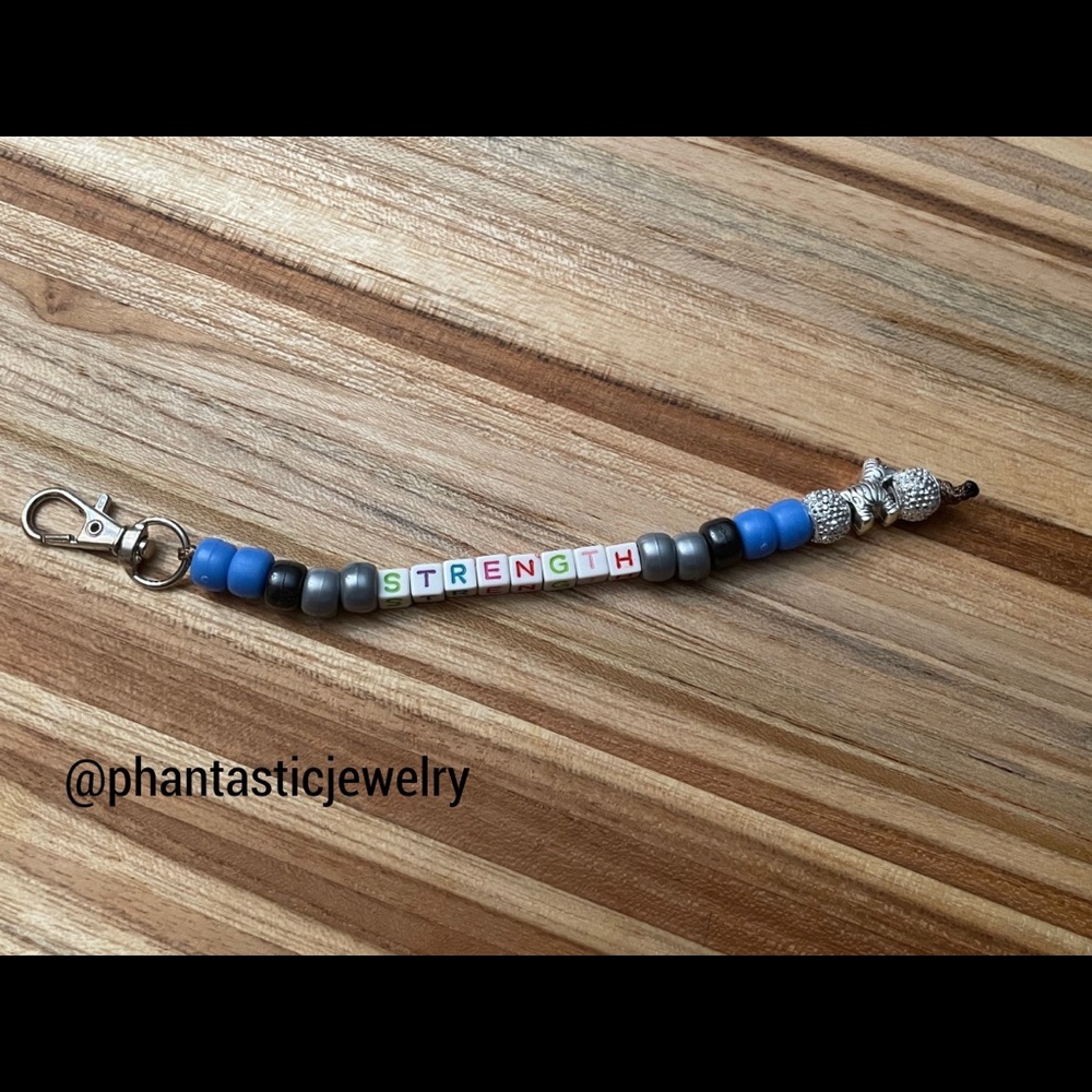 Pulmonary Hypertension Awareness Purple and Zebra “Strength” Handmade Keychain